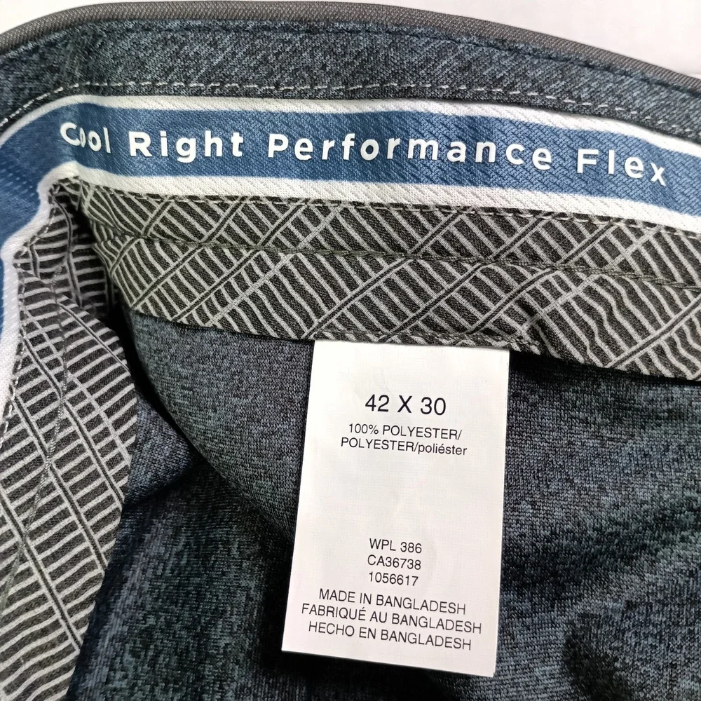 Haggar Cool Right Performance Flex Straight Fit Pants Men's Size 42x30 Gray New